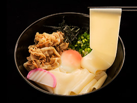 鬼ひも川の釜玉うどん写真